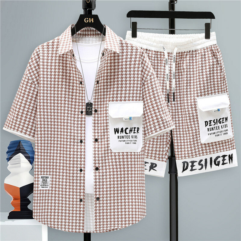 Koszule + szorty 2024 lato nowy styl moda Odzież sportowa Męskie zestawy casualowe Moda męska szorty i koszule męskie pełny rozmiar M-4XL
