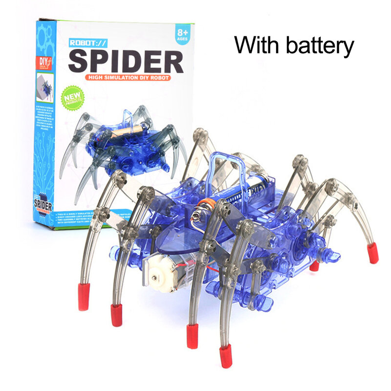 DIY Electric Spider Robot Toy, modelo animal educativo para crianças, brinquedos montados, peças soltas com bateria