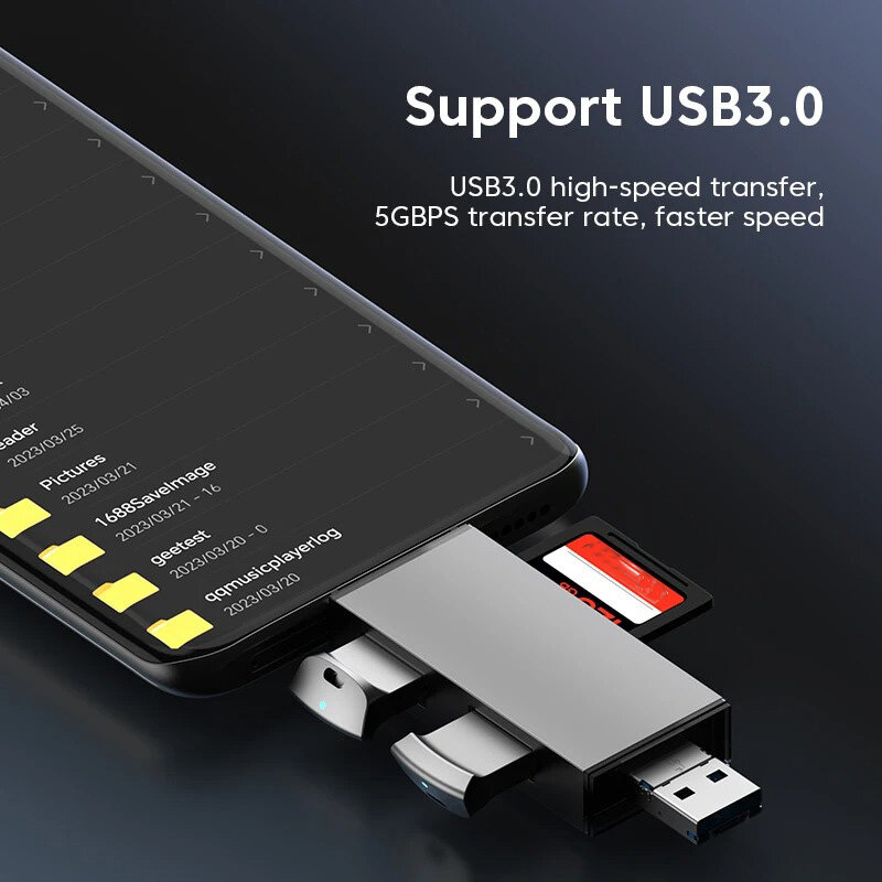 OTG Type C SD TF Card Reader 7 in 1 USB 3.0 Micro USB Flash Drive Adapter 5Gbps High Speed Transfer Multifunctional Card Reader