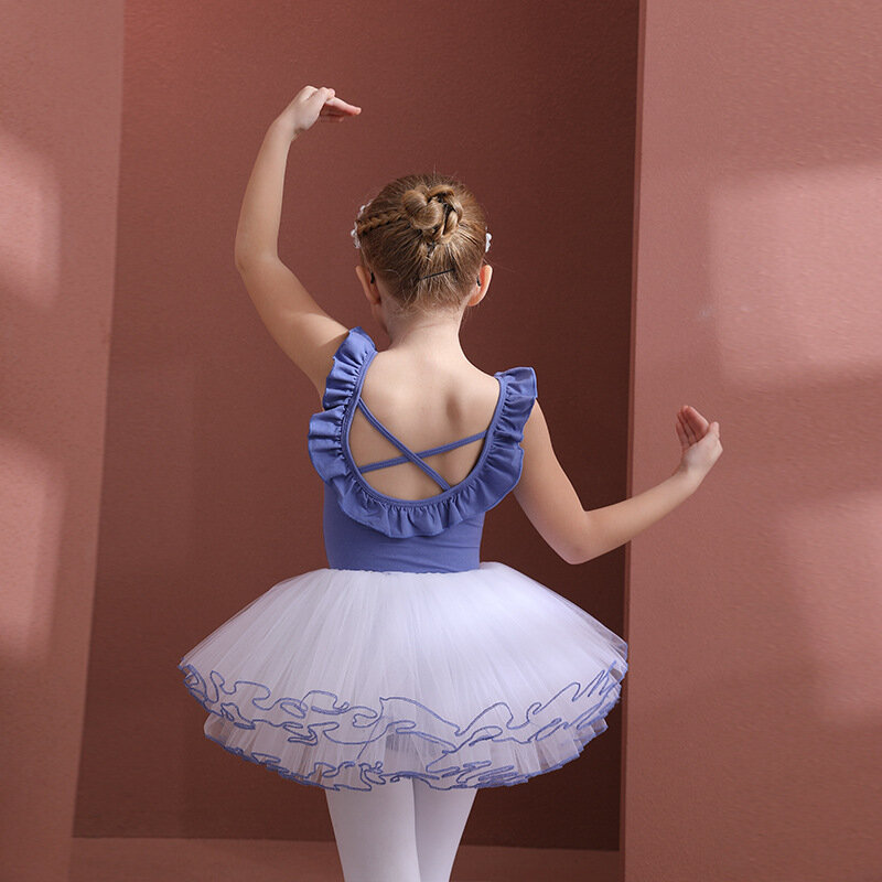 Robe de Ballet en Coton pour Enfant, Vêtements d'Entraînement, Jupe TuTu, Justaucorps de bug astique, Tenues de Performance sur Scène