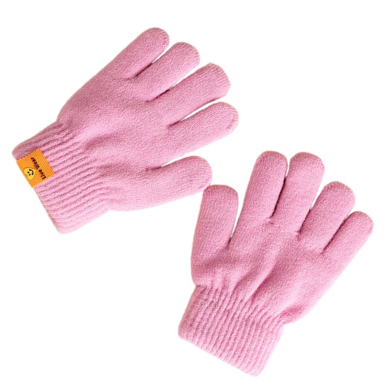 Children Double-Layered Gloves Warm Autumn/Winter Accessories with Five Fingers Insulated Kids Gloves Lightweight Gloves H37A