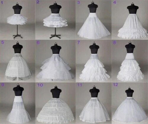 12 estilos de vestido de casamento branco saia nupcial crinoline/slips/underskirt
