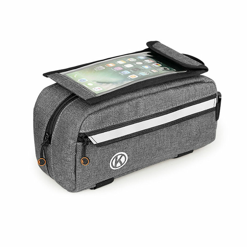 Bolsa de tubo superior delantero para bicicleta, bolsa impermeable para teléfono con pantalla táctil de 6,4 pulgadas, paquete de accesorios de tira reflectante