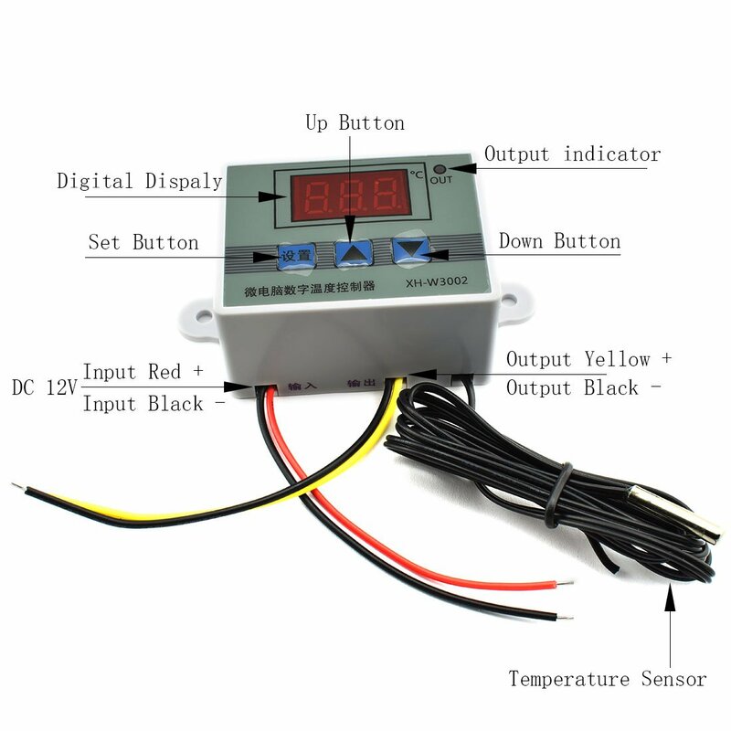 Controlador de temperatura digital, regulador de termostato de microordenador, interruptor de control de temperatura caliente y fría, 12V, 24V, 110-220V, W3002