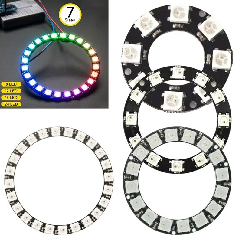 Placa de desenvolvimento LED Ring Driver, 5050 Built-in 5V, endereçável individual, RGB LED, anel NeoPixel para Arduino WS2812, novo
