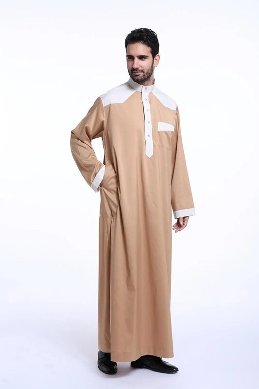 Bata musulmana de manga larga para hombre, ropa islámica de Arabia, Thobe, Thawb, Jubba, Abaya, Dishdasha, Jalabiya, Dubai, Galabeya, Oriente Medio