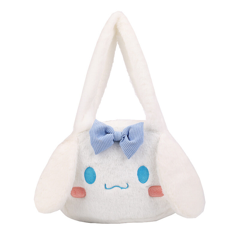 Kawaii Sanrio-Bolso de mano de felpa para mujer, bolsa de hombro de felpa con diseño de Cinnamoroll Melody Kuromi, a la moda, para regalo de Navidad