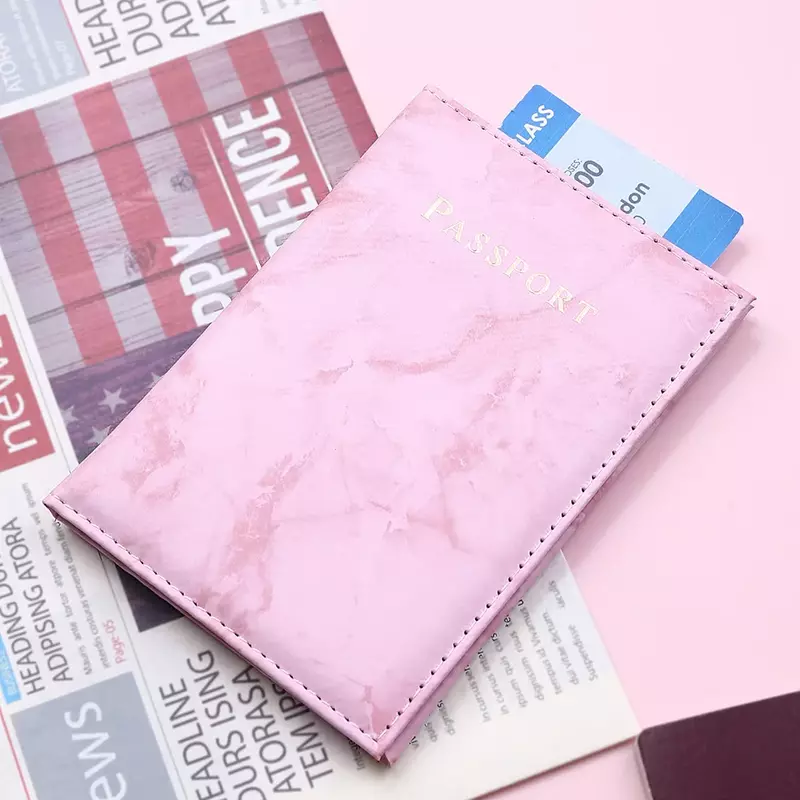 Custodie per porta passaporto da viaggio moda donna custodie per borse modello in marmo rosa copertine per passaporto sottili borse accessori da viaggio essenziali