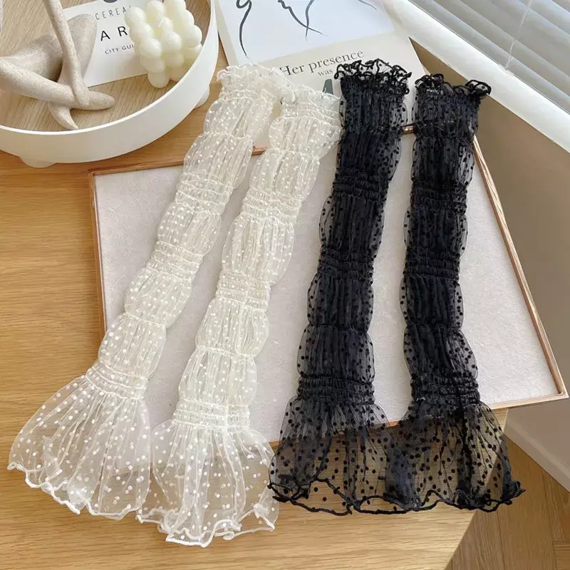 Summer Long Cute Dot Lace Mesh Fingerless Gloves Sun Protection Lace Arm Sleeves Sunscreen Thin Cycling Driving Sexy Accessories