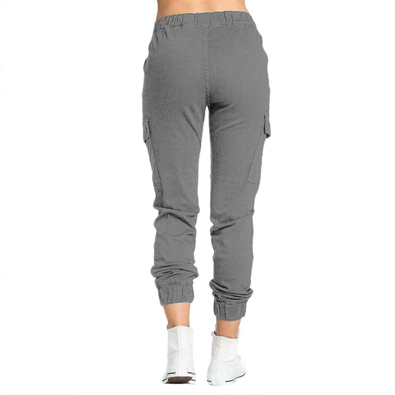 Damskie nowe spodnie haremowe jednokolorowe dorywczo w pasie spodnie w stylu safari moda Streetwear spodnie sportowe kieszenie spodnie robocze