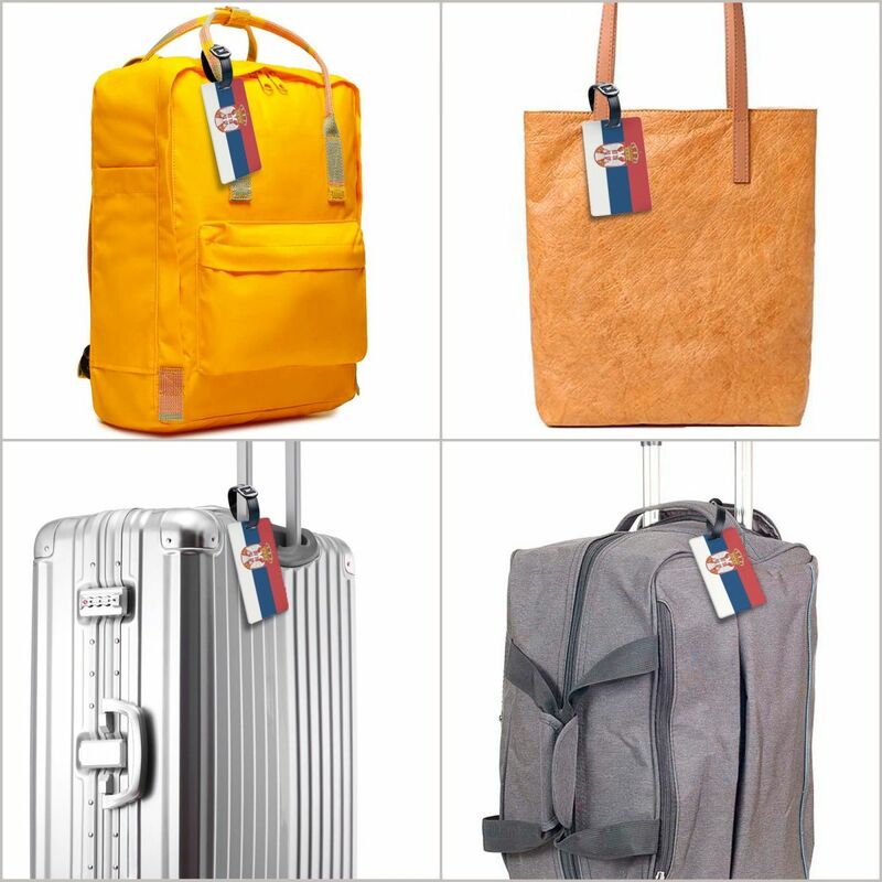 Étiquette de bagage personnalisée avec sensation de Serbie, carte de visite, couverture de confidentialité, étiquette d'identification pour sac de voyage, valise