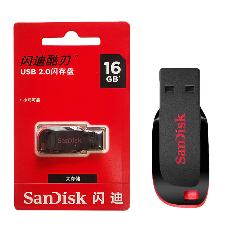SanDisk-Mini Pendrive USB 128, unidad Flash de 2,0 GB, 64GB, 32GB, 16GB, 8GB, para PC