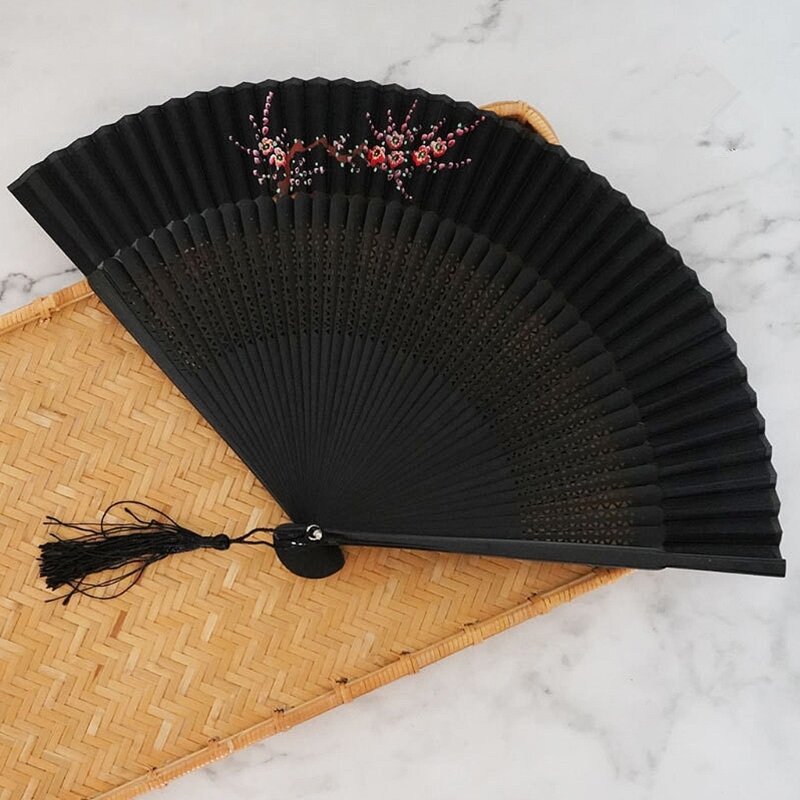 خمر الحرير مروحة قابلة للطي الصينية اليابانية زهرة نمط المرأة الرقص اليد المشجعين G6KA