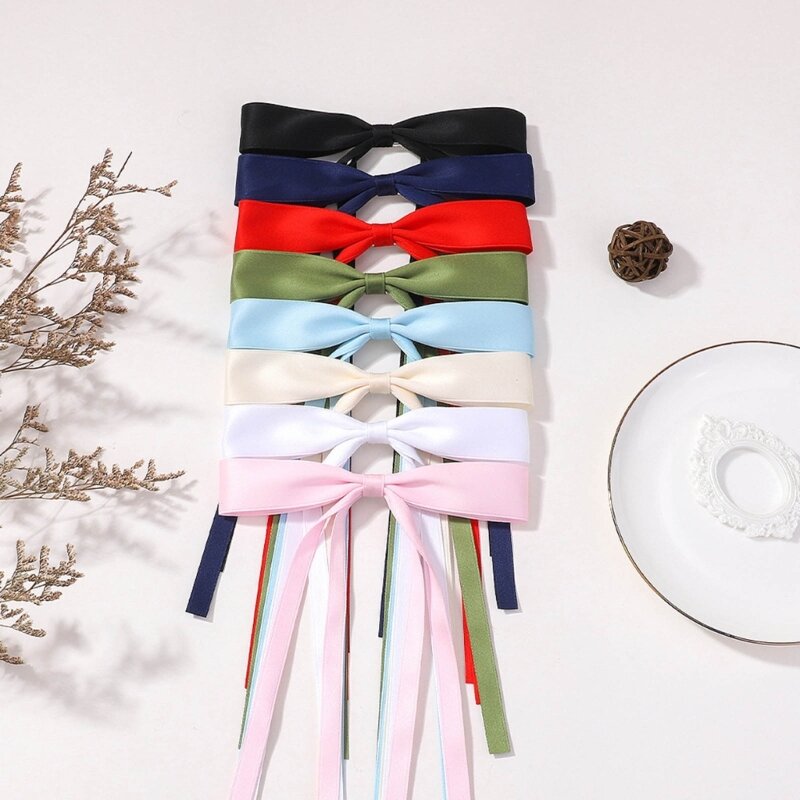 Assorted Color Hairpin Set of 8pcs Child Ribbon Bowknot Hair Decors