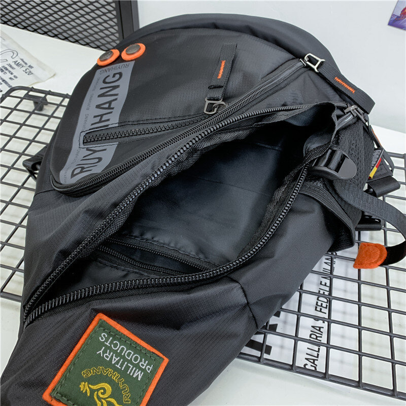 New Male Shoulder Bags Travel Crossbody Bags Men Military Chest Bag for School Trip Waterproof Nylon Messenger Bag Black Green