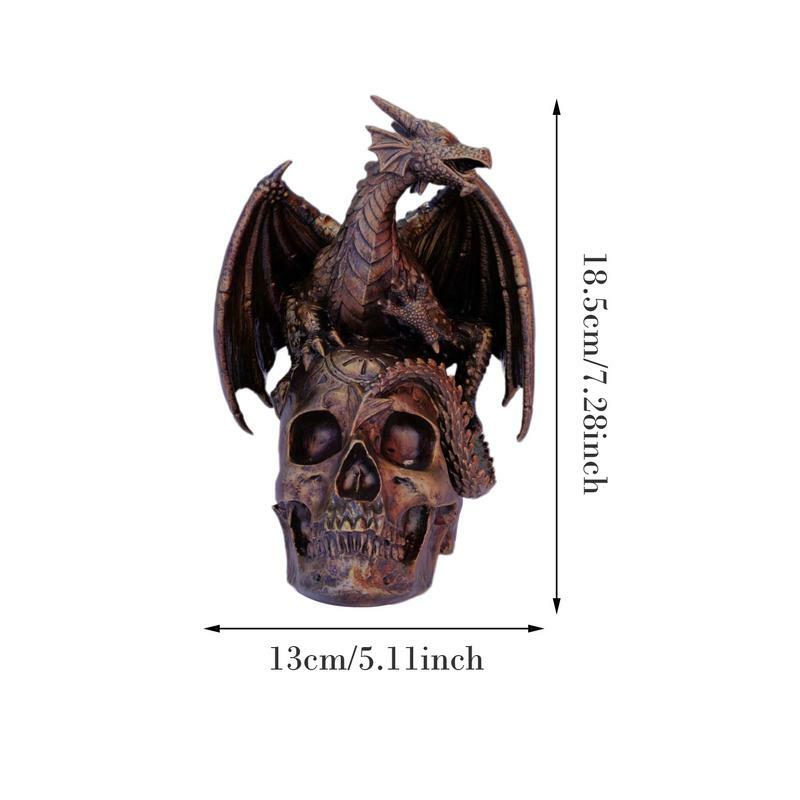 Estatua de calavera de Dragón Volador, adornos artesanales de resina, decoración de jardín, escultura de escritorio, adornos de dragón, Decoración de mesa para el hogar DIY