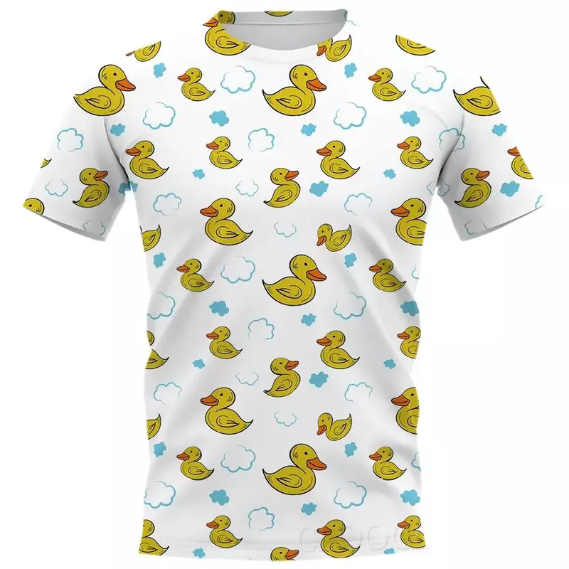 Funny Cartoon Yellow Duck Men's T-shirt Prank Cosplay Yellow Duck 3d Digital Printed Men's T-shirt for Men and Women