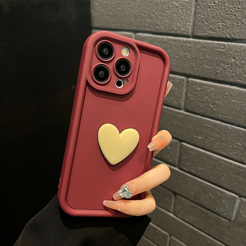 Ins corea Cute 3D Love Heart custodia in Silicone Candy Phone per iPhone 15 13 12 11 14 Pro Max X XR XS 8 Plus + Cover posteriore antiurto