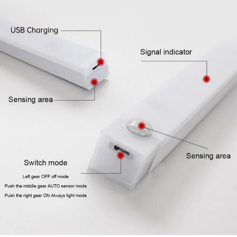 Sensore di movimento armadio luce notturna luci a LED Wireless lampada da parete ricaricabile USB scala armadio illuminazione decorativa della stanza
