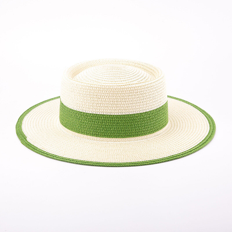 2023 Sommer Vintage Flat Top Sonnenschutz Hut Sonnenblende atmungsaktiv weben breite Krempe Kuchen Hut