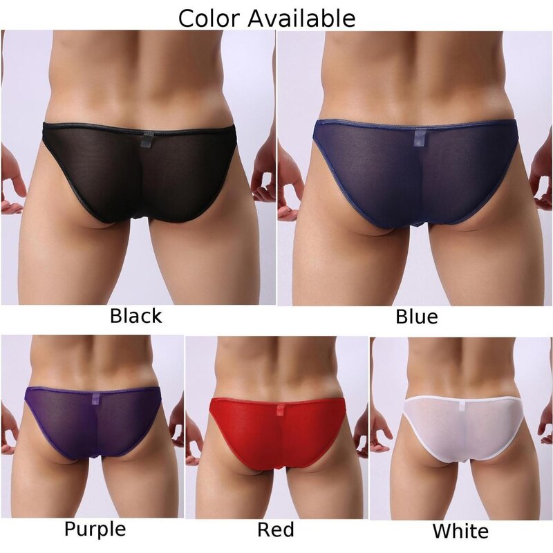 Mens Sexy Sheer Mesh Bikini Briefs See Through Triangle Panties Bulge Pouch Underpants Underwear Erotic Transparent Lingerie