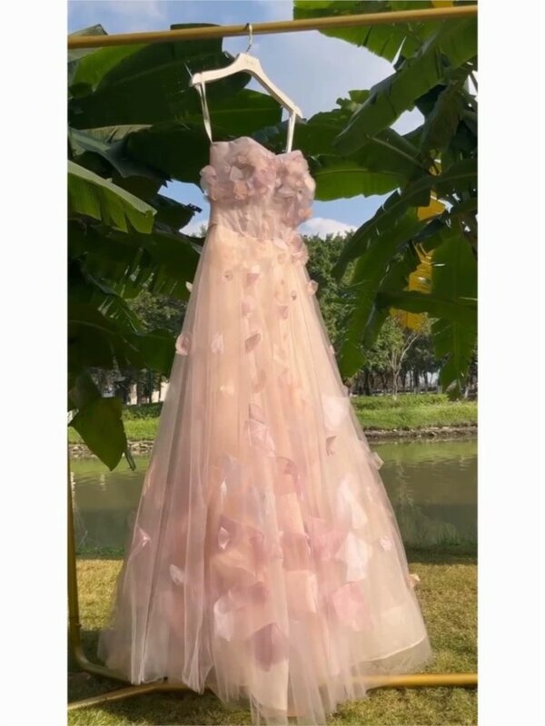 Nadmorski wakacyjny styl Mori specjalny projekt dopasowany różowa siateczka sukienka z halką na ramiączkach długa spódnica wiosna i lato