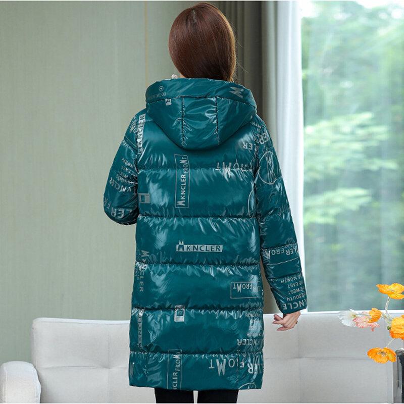 Mãe jaqueta casual 2022 novo inverno para baixo acolchoado jaqueta feminina casaco moda solta comprimento quente com capuz parka outerwear feminino