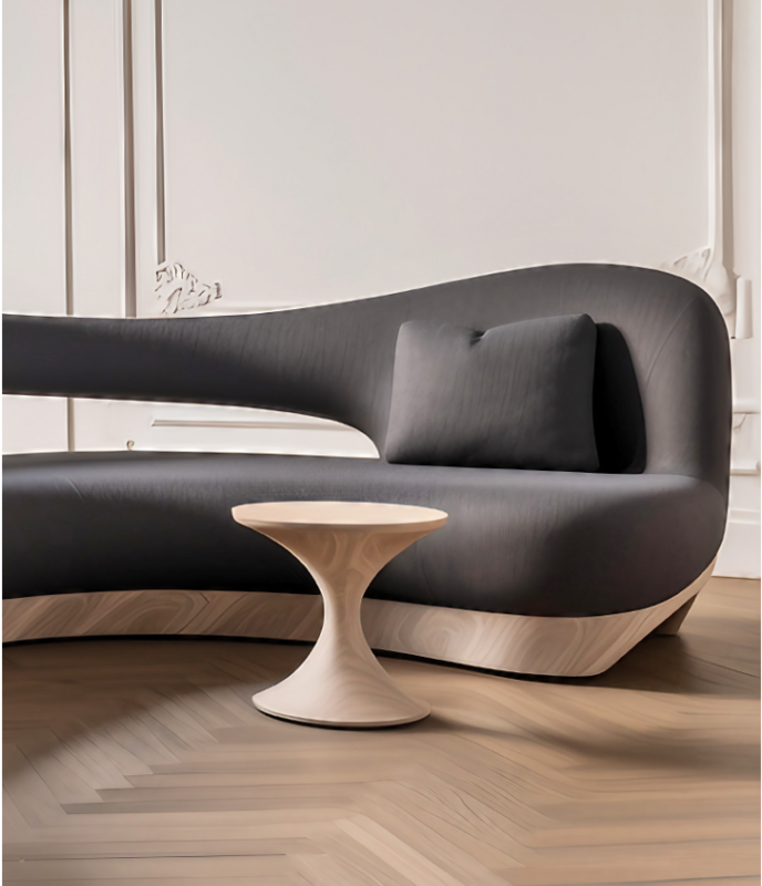 Estilo italiano arte oca tecido curvo sofá, mobiliário moderno, design internacional