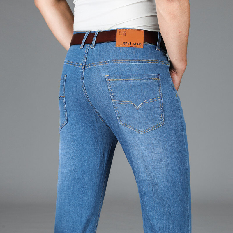 Jeans di marca neri da uomo primavera estate 2023 moda classica Casual Streetwear pantaloni larghi in Denim pantaloni di marca sottili autunnali maschili