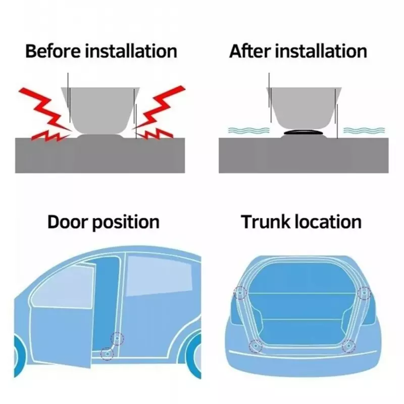 Universal Car Door Anti-Shock Silicone Pad, Anti-Noise Buffer, Junta, Anti-Colisão Porta Adesivo, Soundproof Crash Pad