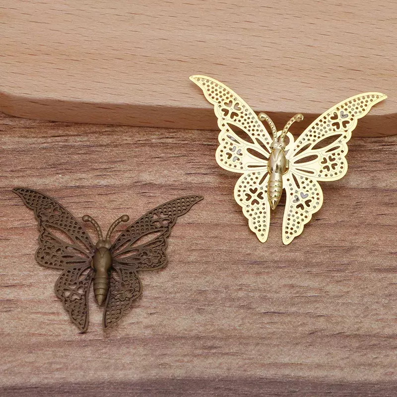 BoYuTe Jewelry Materials Supplier (20 Pieces/Lot) 35*32MM Metal Brass Filigree Butterfly Pendant Diy Accessories
