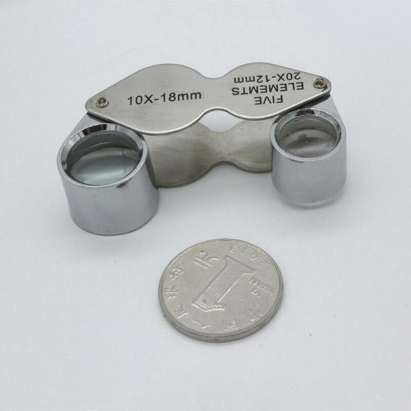 Lupa de doble lente óptica para joyería, herramienta de aumento de ojo, joyería de diamante, 10X, 20X, 12mm, 18mm