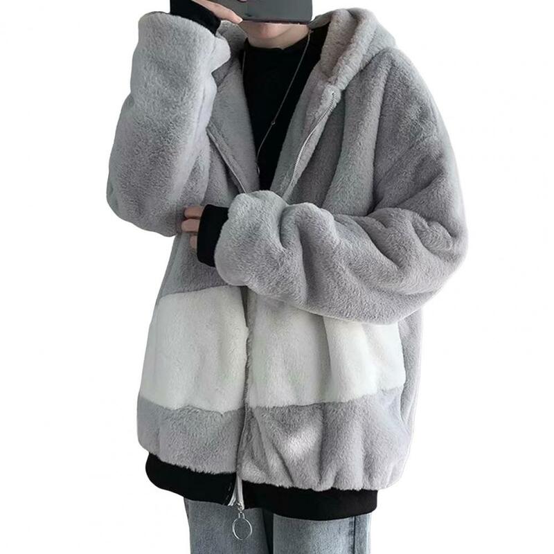 남성용 편안한 헐렁한 맨투맨 코트 재킷, 대비 색상 유지, 가을 겨울, 인기