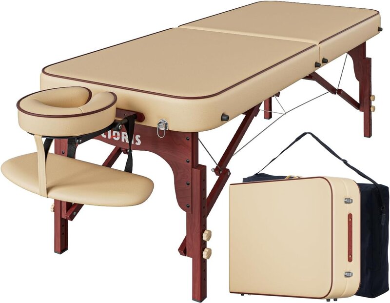 Cloris-プロのポータブルマッサージテーブル,強化木製脚,最大1100lbsのホールド,2つの折りたたみ式軽量スパ,タトゥー,84インチ