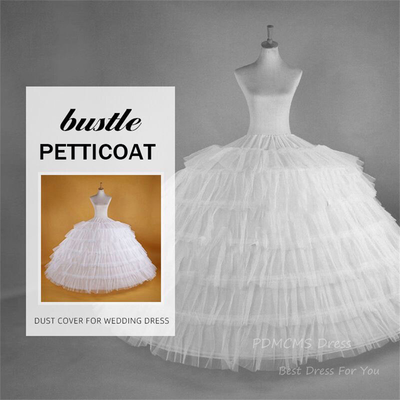 New 6 Hoops Big White Quinceanera Dress Petticoat Super Fluffy Crinoline Slip Underskirt Wedding Ball Gown Lolita Faldas tutu