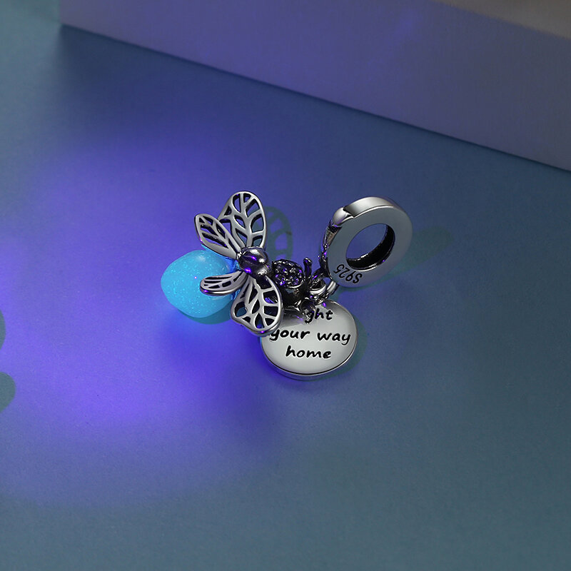 925 asli jimat perak murni cocok gelang Pandora kalung kupu-kupu Ladybird Fireworm liontin manik-manik perhiasan wanita Diy