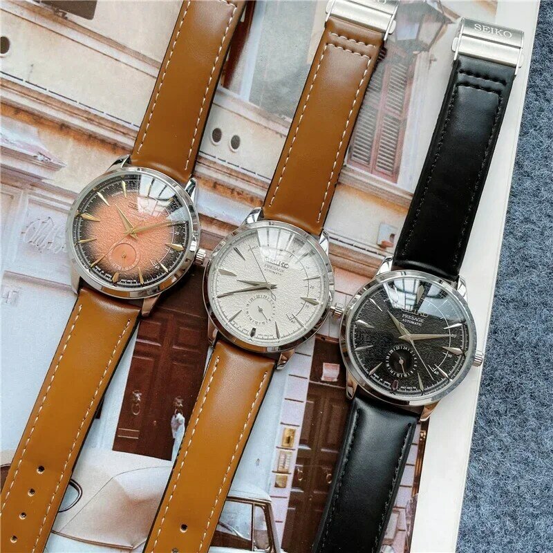 Nowy luksusowy moda biznesowa zegarek Seiko męski nieformalny sportowy zegarek randkowy skórzany pasek wodoodporny zegarek kwarcowy
