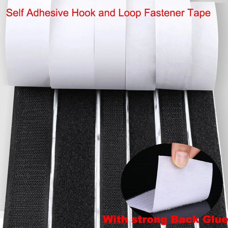 25M/Pair 16/20/25/30/38/50mm Self Adhesive Hook and Loop Fastener Tape Nylon Autoadhesivo Magic Sticker Tape with Strong Glue