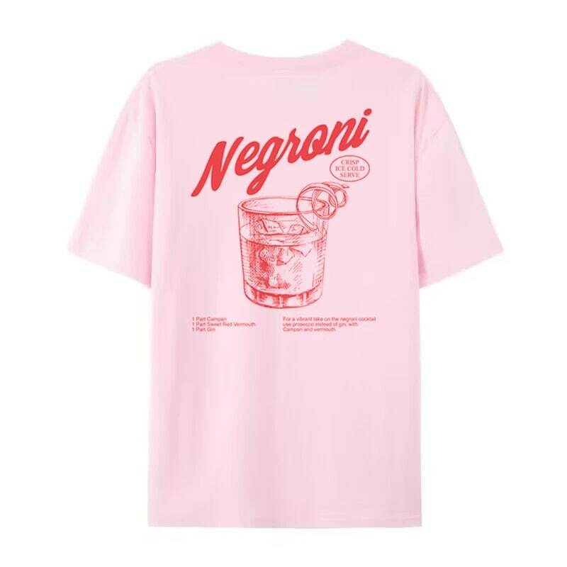 Negroni 여성용 백 프린트 레트로 스타일 티셔츠, 칵테일 마시는 티셔츠, 하라주쿠 스트리트웨어 그래픽 티, 유니섹스 빈티지 의류
