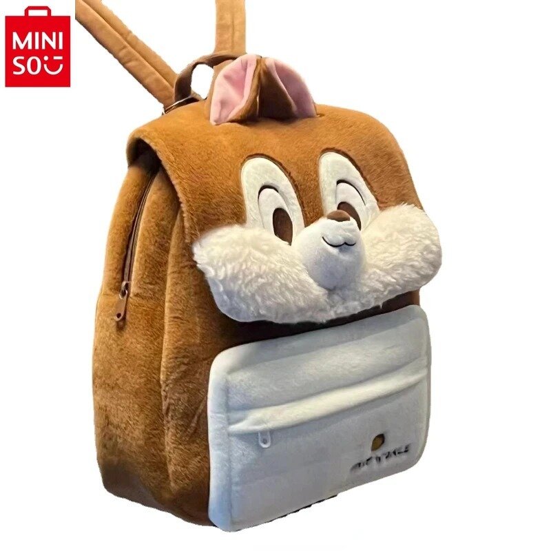 MINISO Disney-bolsa escolar con estampado Chichiti para estudiantes, bolsa de almacenamiento versátil de gran capacidad, informal