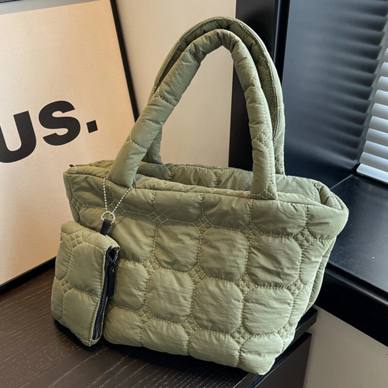 Женская мягкая сумка-тоут ISKYBOB, вместительная сумка для покупок, зимняя дорожная роскошная дизайнерская сумка с маленькой искусственной сумкой, 2024