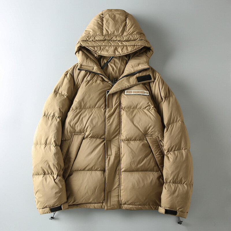 Winter Männer flauschige warme Kapuzen Daunen jacke verdickt einfarbig wind dichten Mantel große Größe männlich