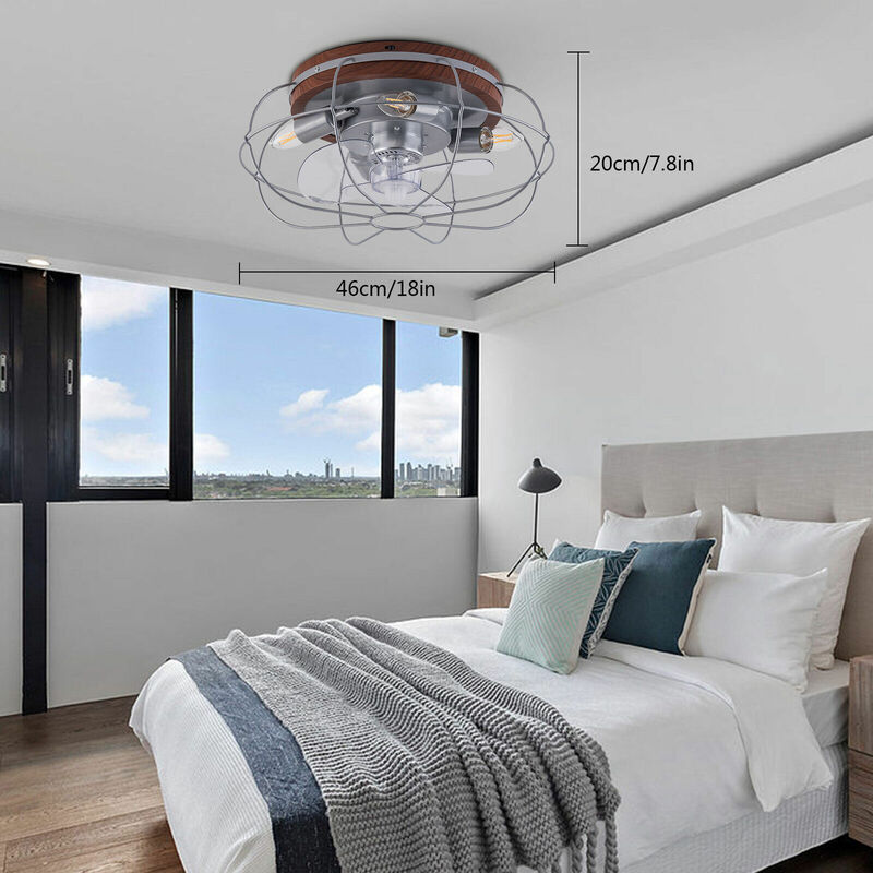 Ventilador de techo Retro Para sala de estar, lámpara de Base E26 moderna con Control remoto, decoración del hogar, 18 pulgadas