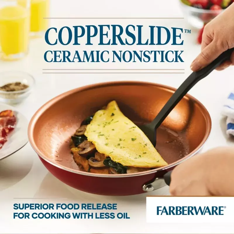 Farberware-Poêle à frire antiarina en céramique, Easy Clean Pro, rouge, 10 po