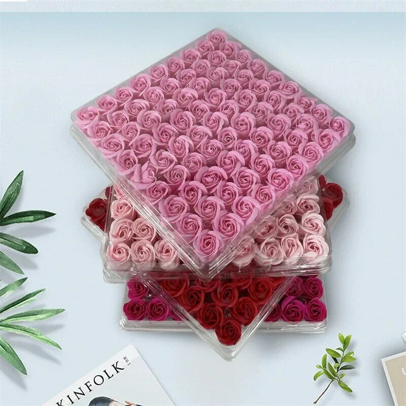 81Pcs/lot Rose Bath Body Flower Floral Soap Scented Rose Flower Essential Wedding Mother Valentine'S Day Gift Holding flowers