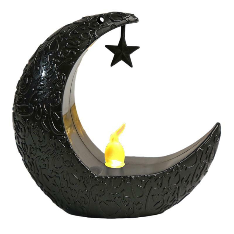 Eid ไฟตกแต่งตั้งโต๊ะโคมไฟรูปดาวดวงจันทร์โคมไฟทรง Eid โคมไฟเทียนที่สง่างามไฟ LED ตั้งโต๊ะเครื่องประดับแบบชนบท