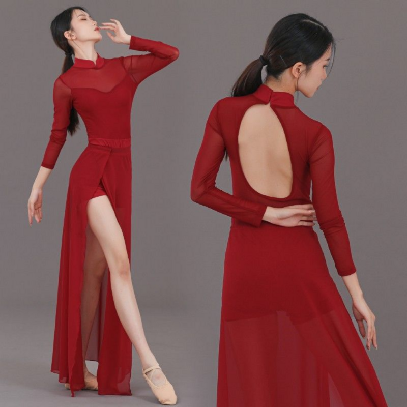 Vestido de baile clásico moderno para mujer, traje de entrenamiento de rima corporal Qipao, baile dividido antiguo chino, ropa especial de baile moderno