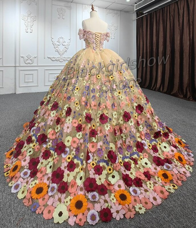 Vestidos de lujo para Quinceañera 15, vestidos elegantes de ensueño con bordado floral, 2024