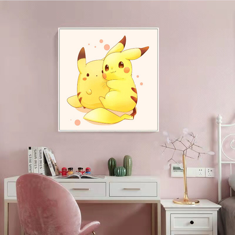 Peinture au diamant de dessin animé Pikachu, multi-taille, perceuse complète, collage, décoration de la pièce, Piazza, bricolage, pack de matériel, 5D