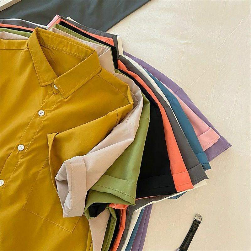 10 farben Shirts Frauen Alle-spiel Koreanischen Stil Chemise Femme Fashion Solid Minimalis Casual Zarte Vintage Klassische Chic Retro